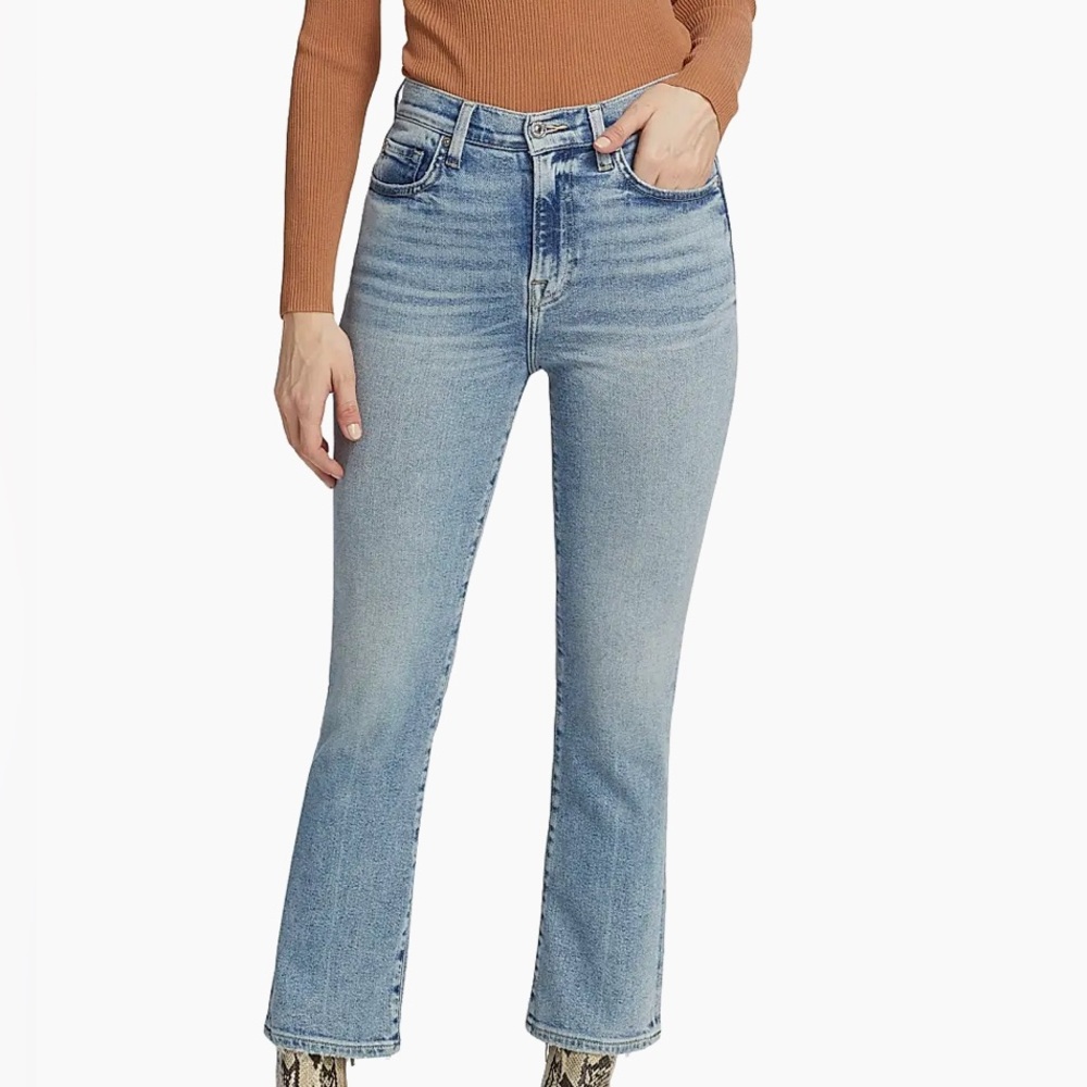 7 For All Mankind Josefina Slim Crop Boyfriend Jeans | Light Med Blue | Size 25